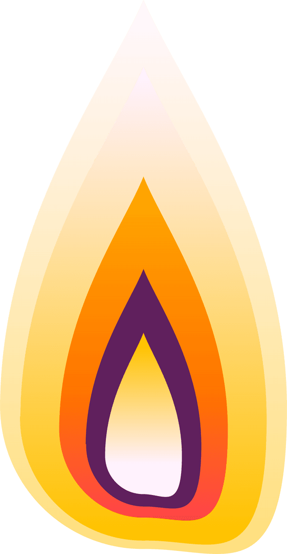 Stylized gradient flame with transparent background design