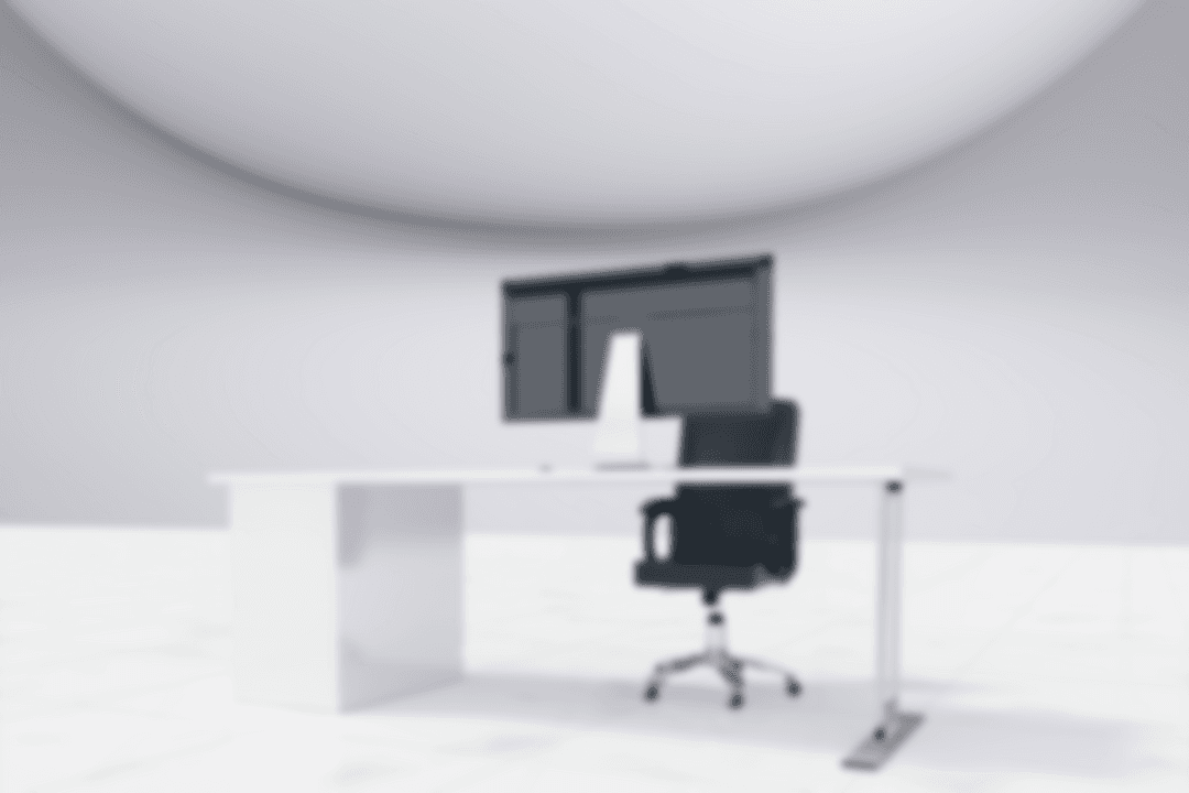 Transparent Modern Office Desk With Desktop PC Setup