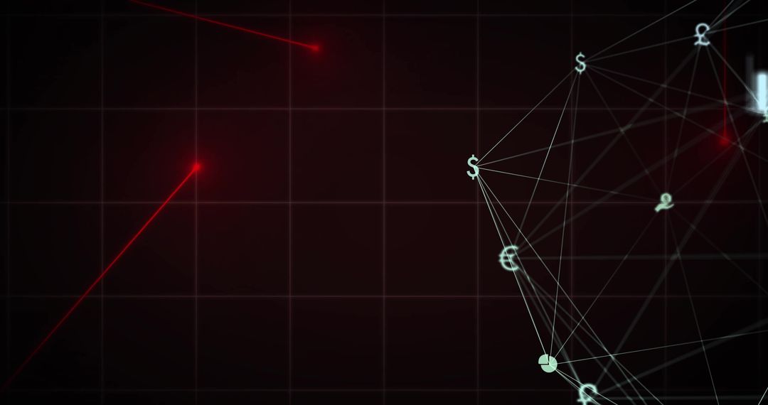 Digital Network of Currency Symbols on Grid Background