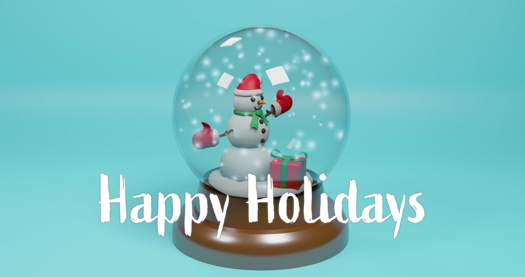Cheerful Snowman in Festive Snow Globe with Holiday Greeting