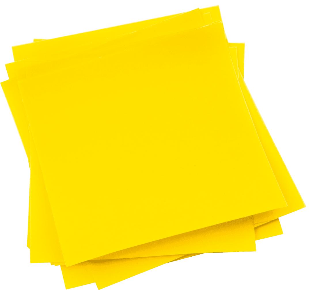 Transparent Yellow Sticky Note Stack in Close-up View