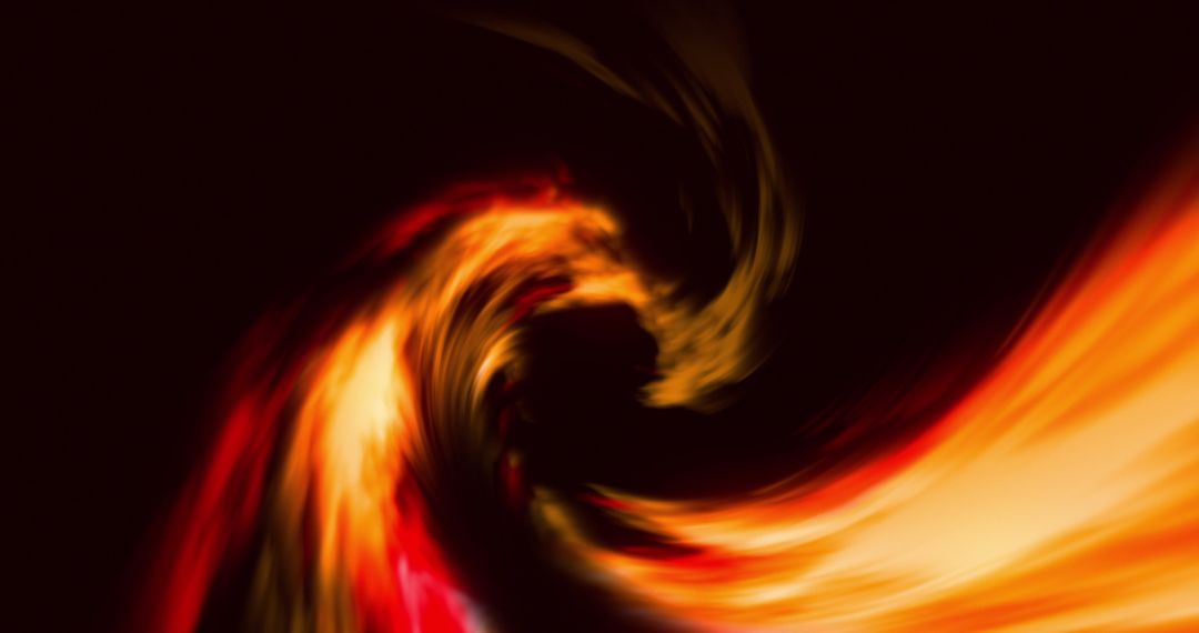 Dynamic Swirling Fire Light Abstract on Black Background