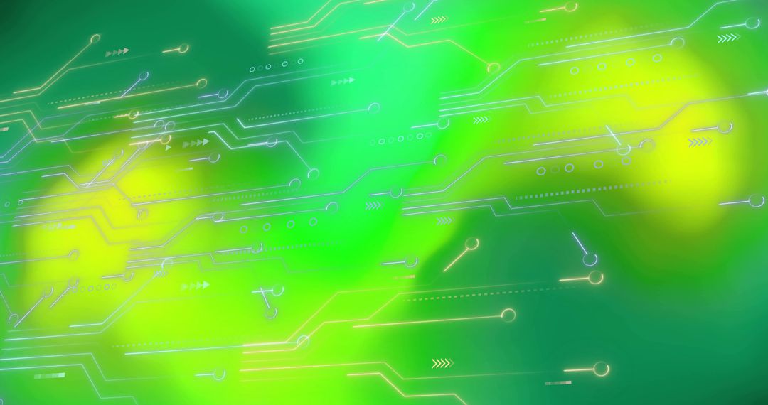 Glowing Abstract Circuitry Flowing Across Neon Green Canvas with Luminous Traces
