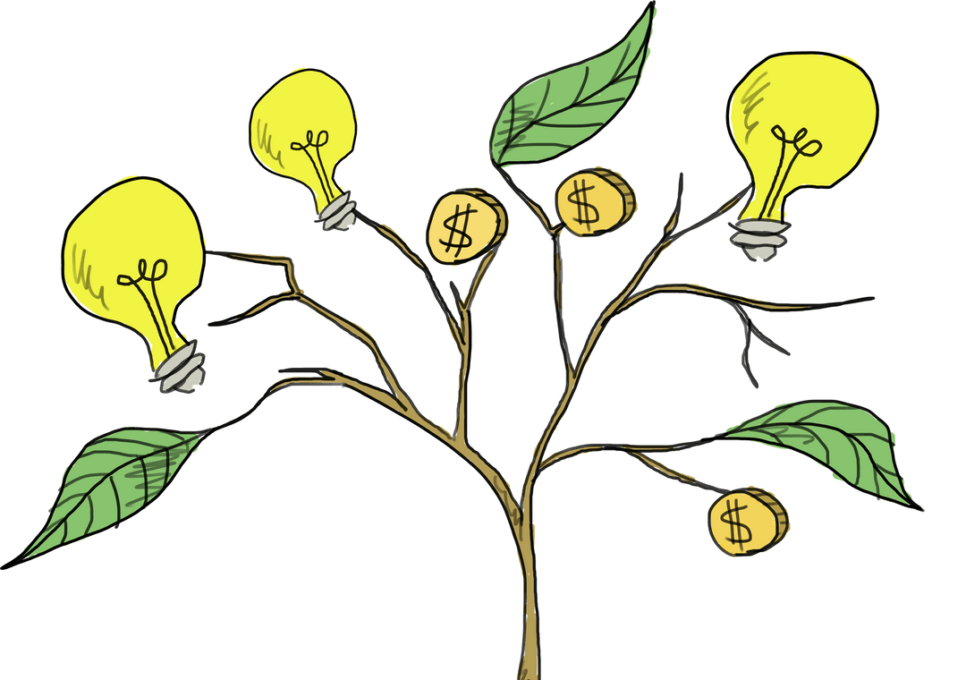 Transparent Artistic Money Tree with Bulbs Growing