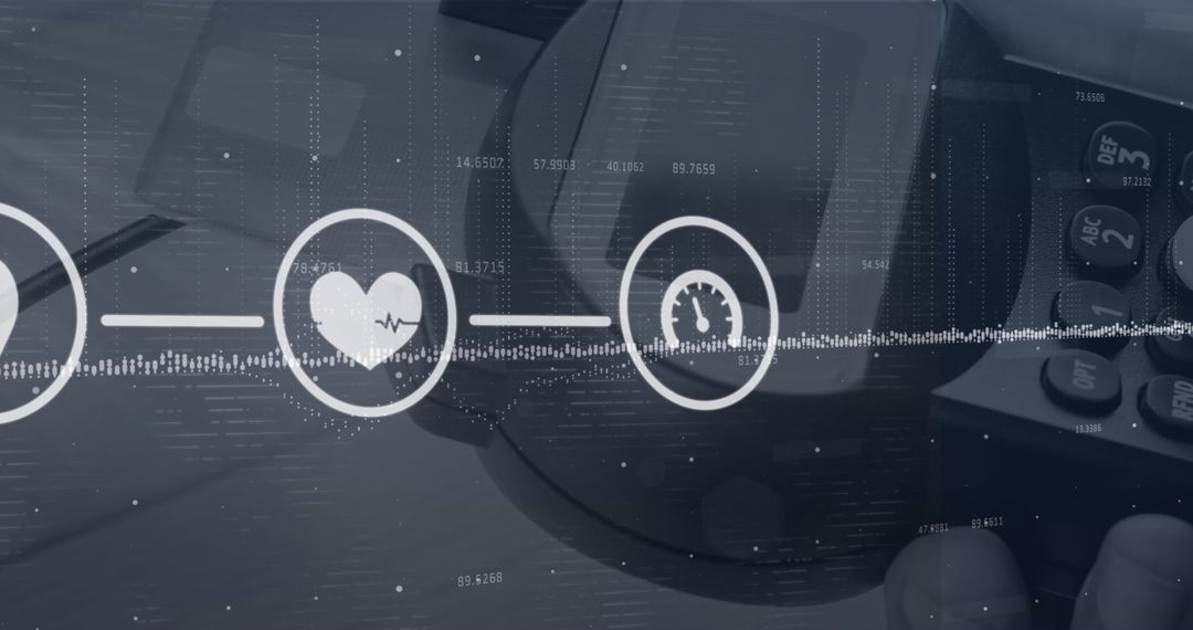 Digital Connections with Tech Icons and Financial Data Overlay