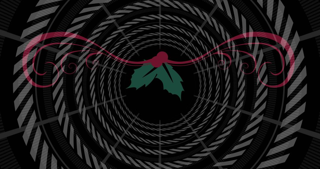 Digital Abstract Holiday Design with Holly and Concentric Circles