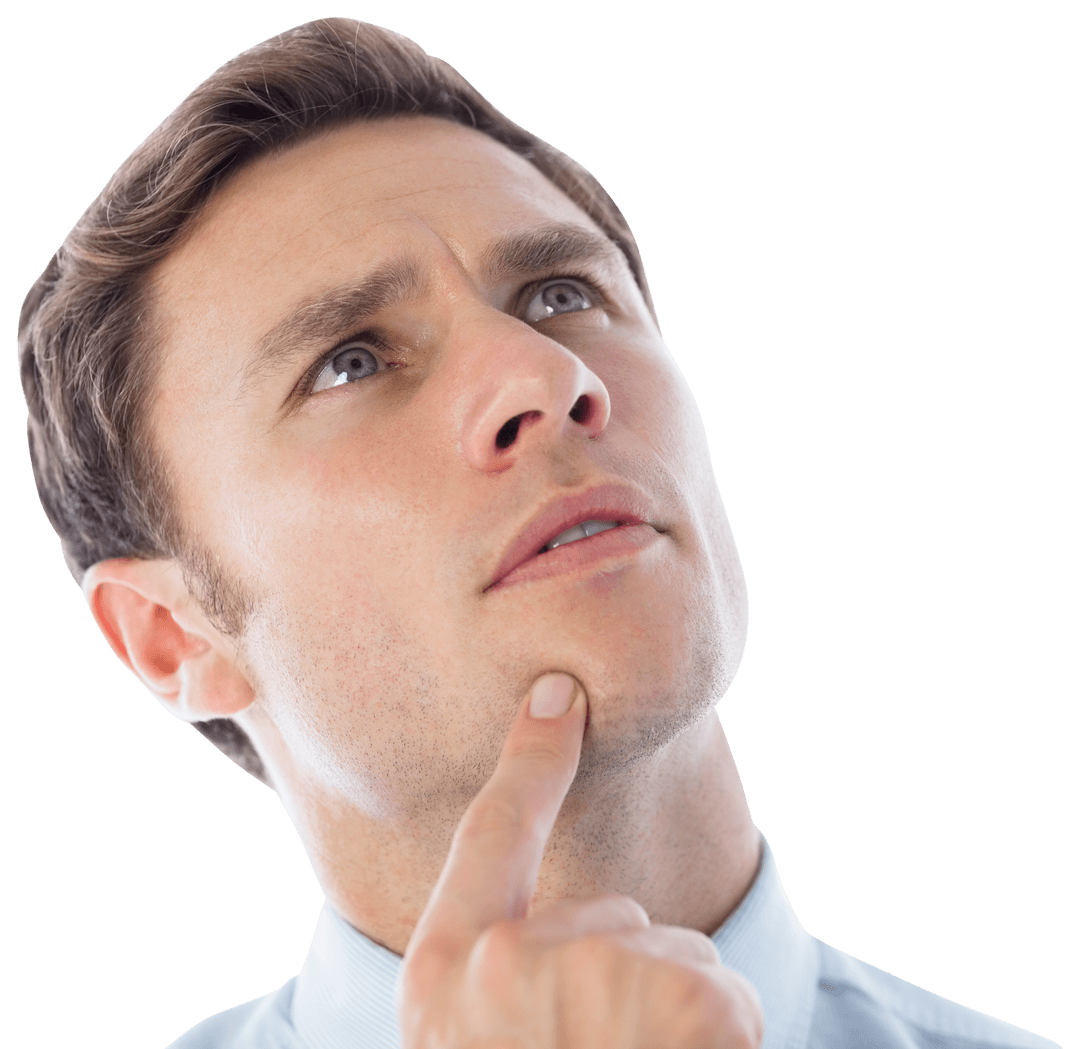 Pensive Businessman Contemplating Transparent Background