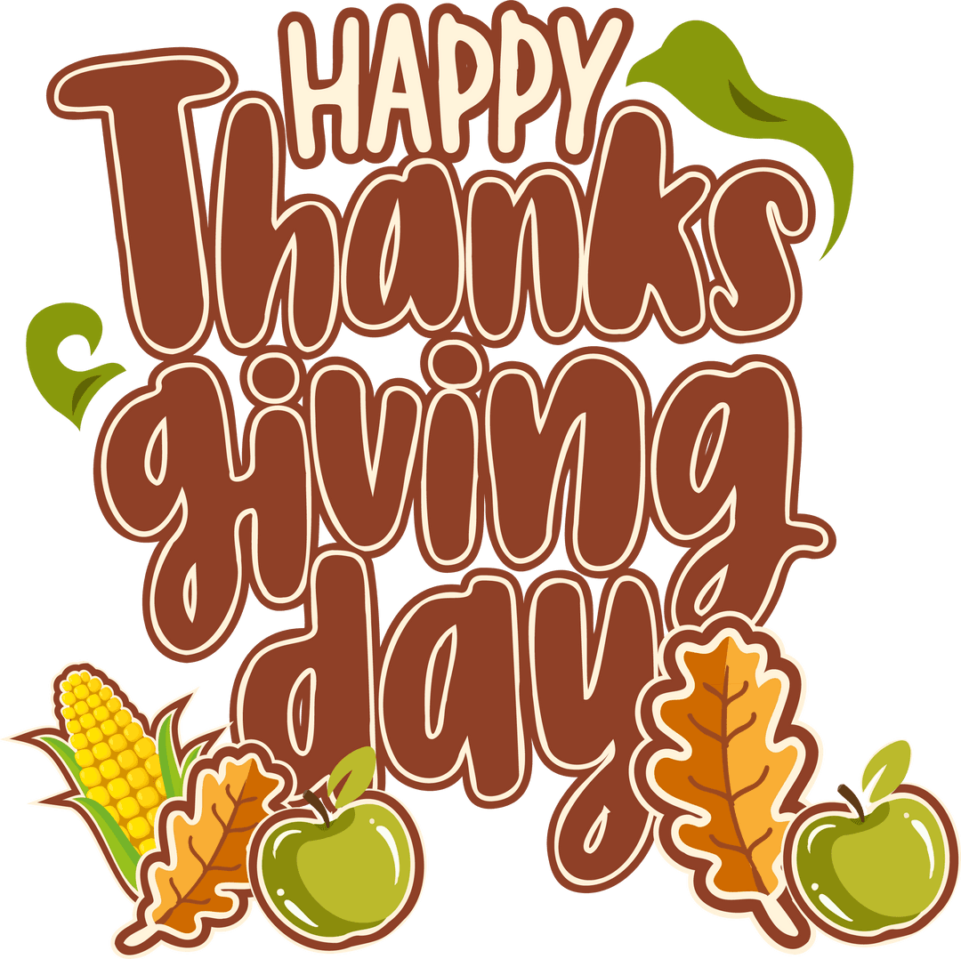 Transparent Thanksgiving Greeting with Whimsical Illustrations