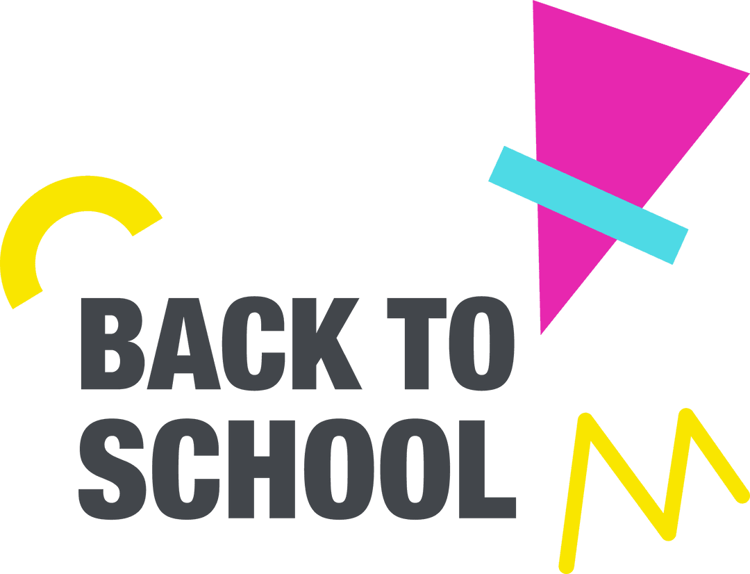 Vibrant Back to School Design with Abstract Shapes on Transparent Background