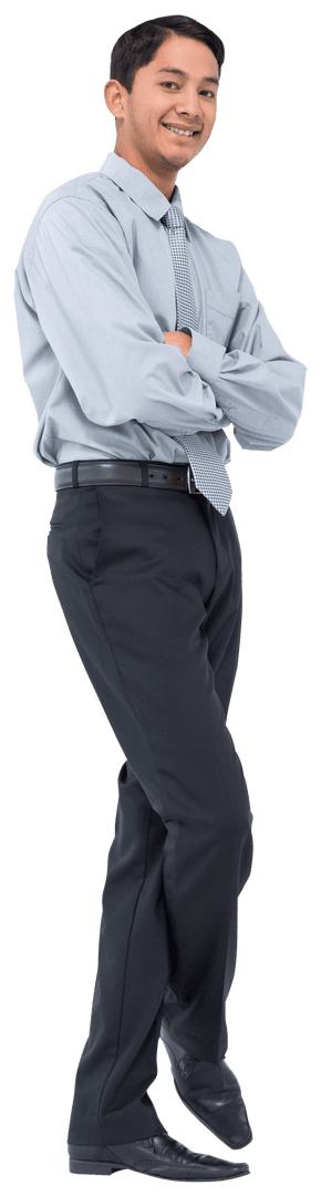 Smiling Asian Businessman Against Transparent Background