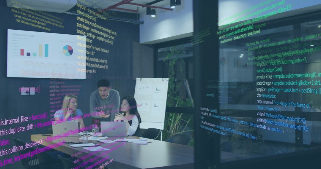 Financial Data Processing Discussion in Modern Office Environment