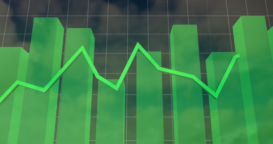 Green 3D Bar Graph with Line in Digital Analytics Interface