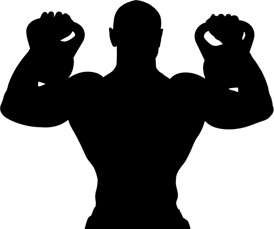 Transparent Silhouette Man Lifting Dumbbells Vector