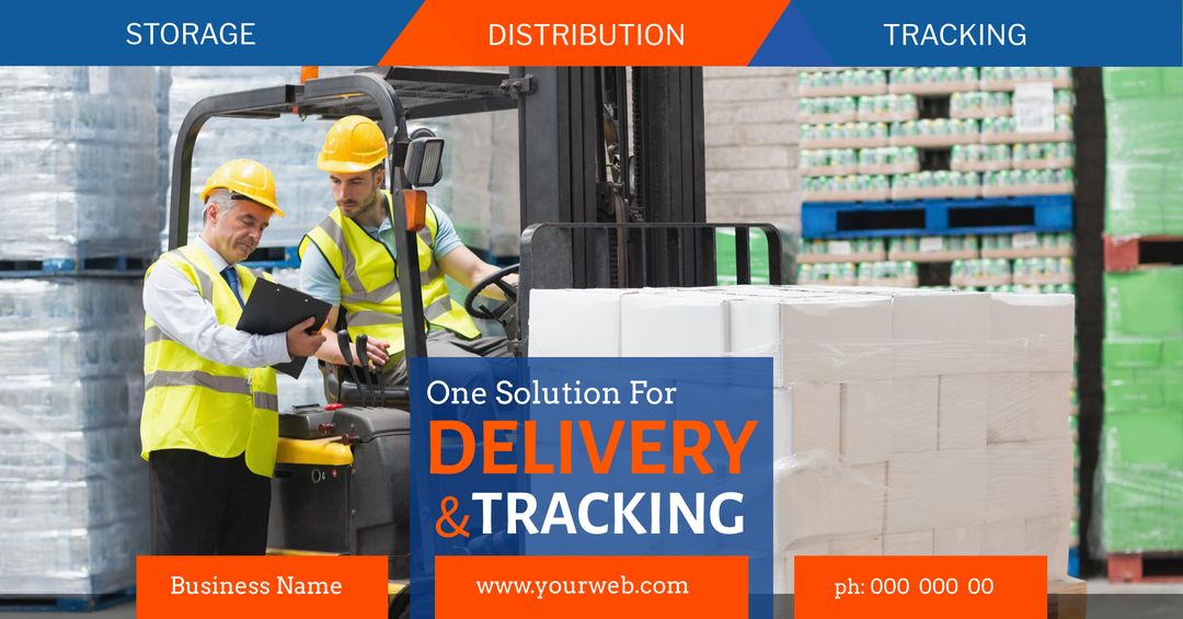 Forklift Operator and Manager Coordinating in Distribution Warehouse - Download Free Stock Templates Pikwizard.com