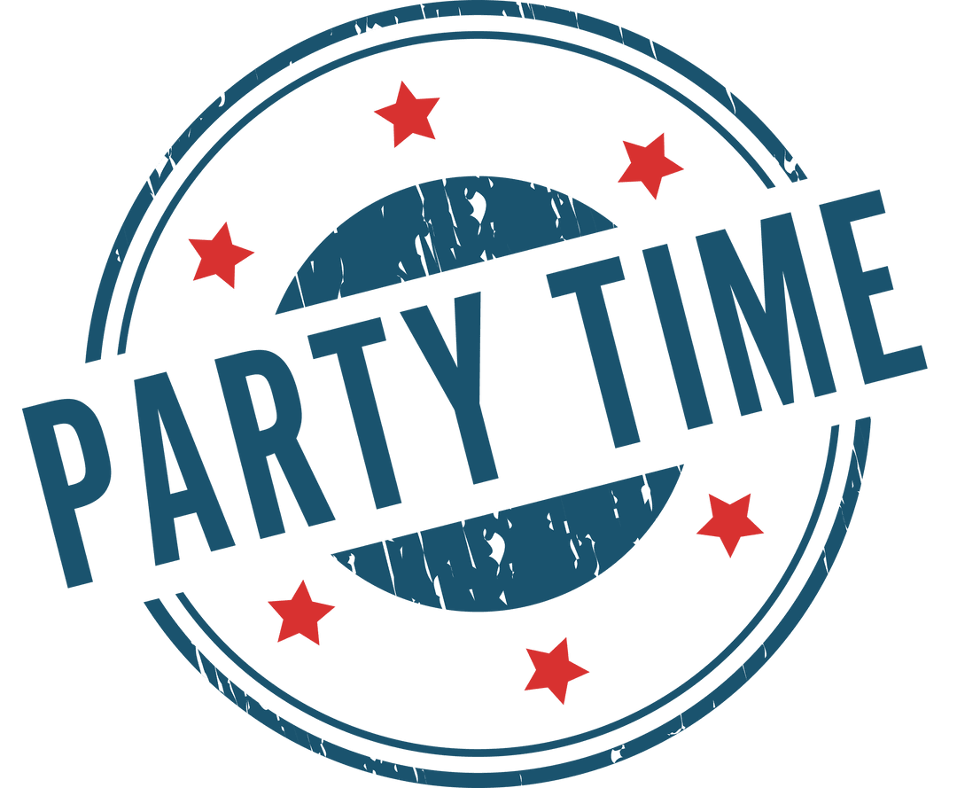 Bold Party Time Stamp on Transparent Background