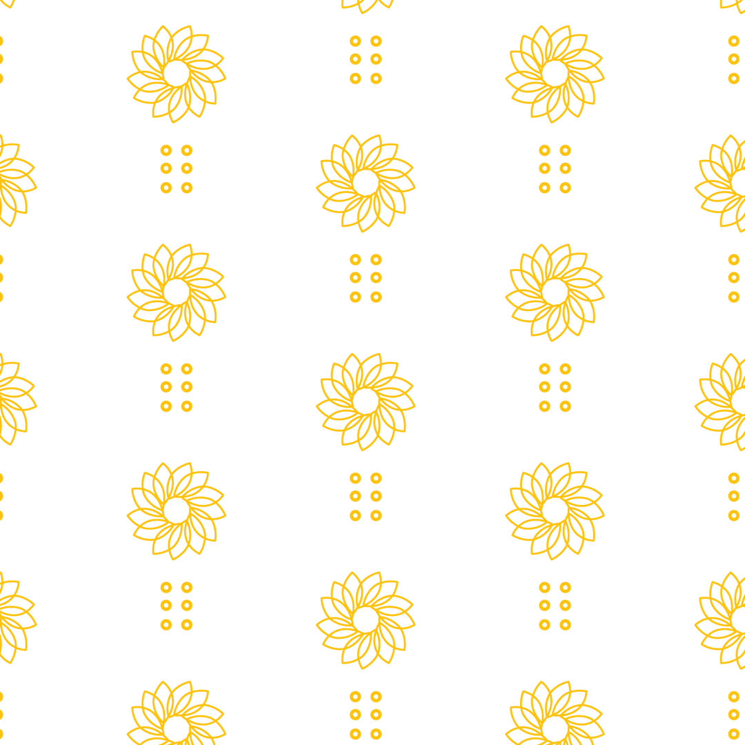 Geometric Yellow Flowers Pattern on Transparent Background