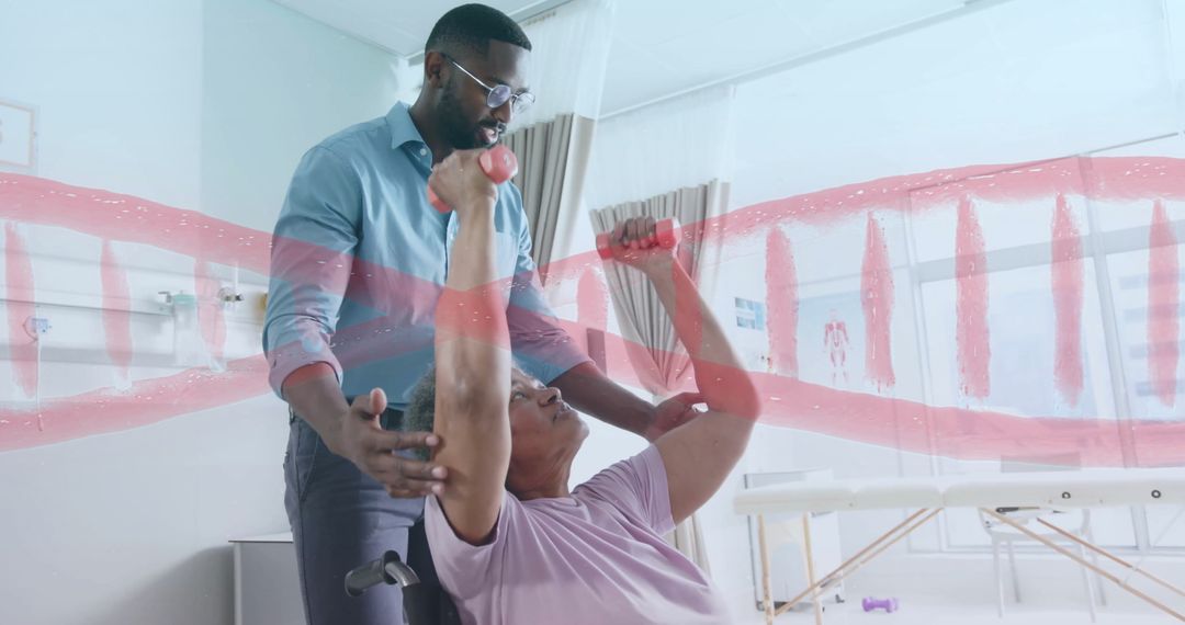 Physical Therapist Assisting Patient with Strength Exercises