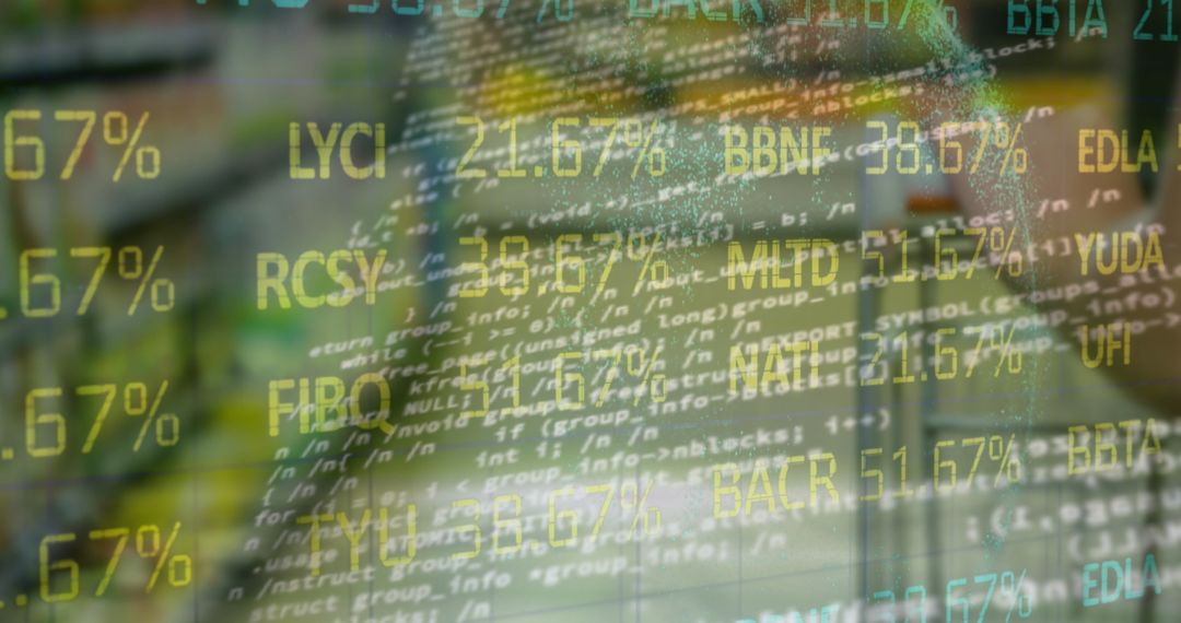 Financial Data Overlay in Retail Setting Represents Modern Commerce