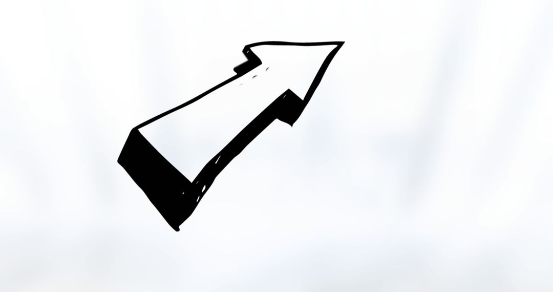 Hand-Drawn Black Arrow on White Background with Copy Space
