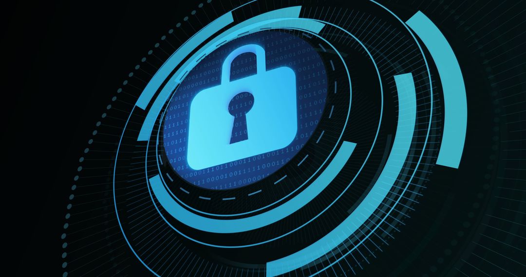 Digital Security Concept with Padlock and Processing Elements