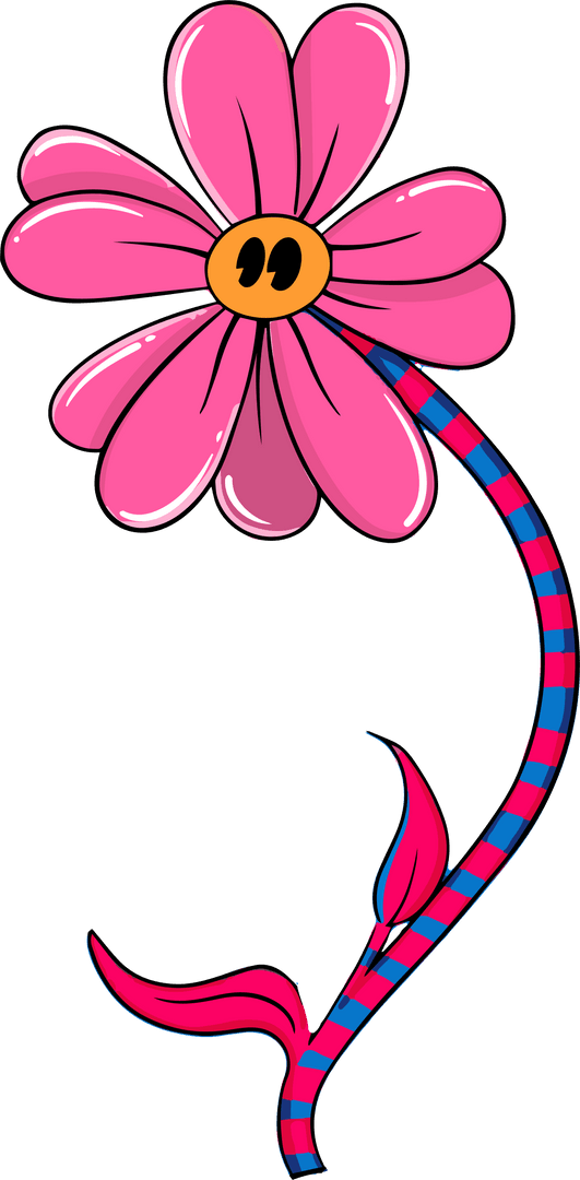 Whimsical Pink Flower with Translucent Background