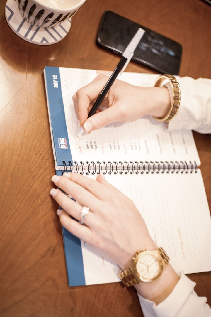 Professional Schedule Organization with Planner and Coffee