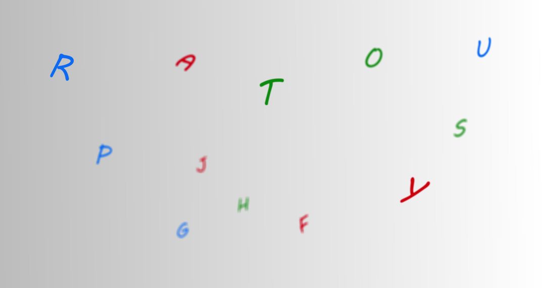 Floating Colorful Letters on White Background