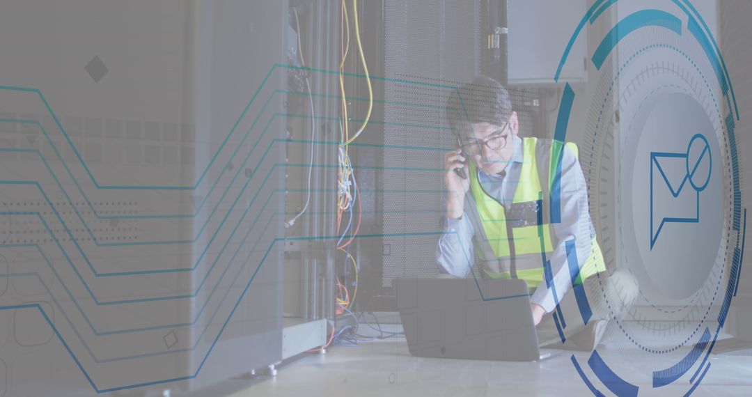 Businessman Managing Server Using Smartphone Technology