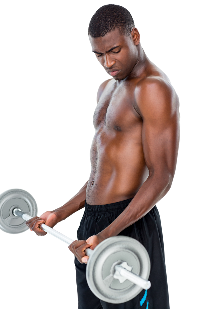 Determined Shirtless Man Lifting Barbell on Transparent Background - Download Free Stock Images Pikwizard.com