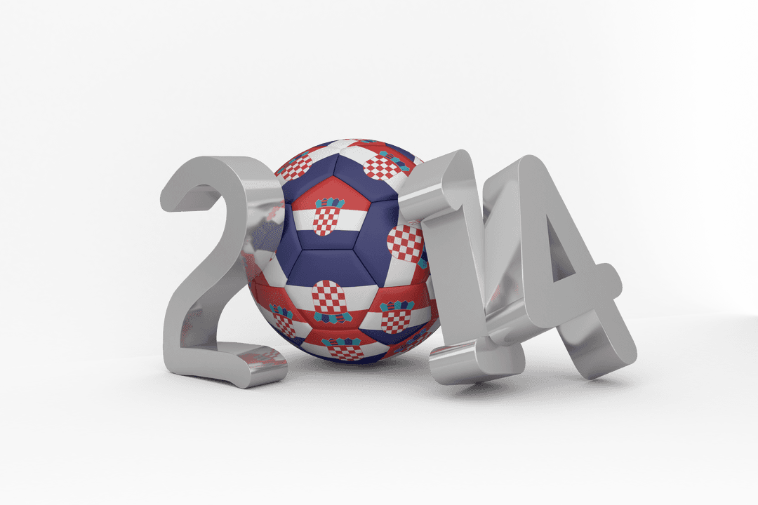 Transparent Soccer Ball Behind Stylized 2014 Number Illustration