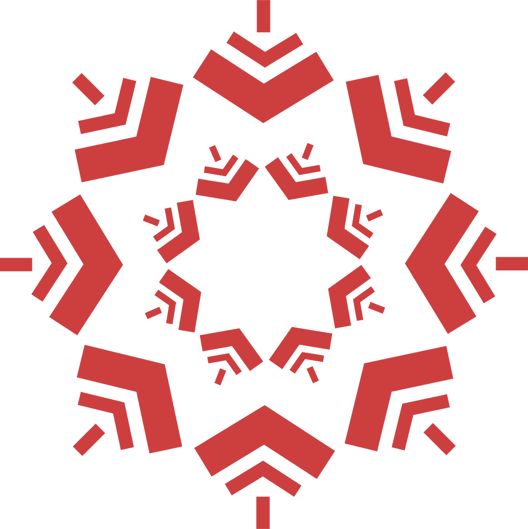 Red snowflake pattern on transparent background