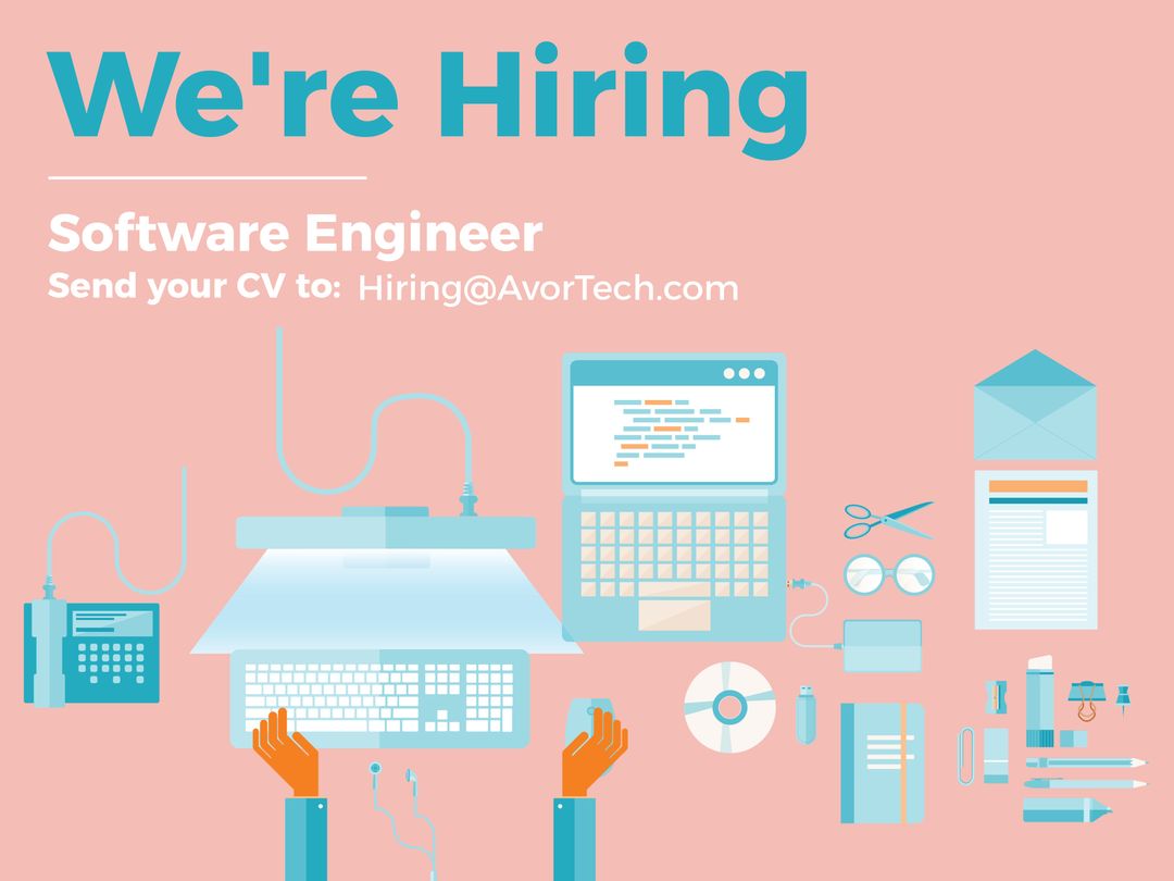 We're Hiring Software Engineer Banner with Business Icons on Pink Background - Download Free Stock Templates Pikwizard.com