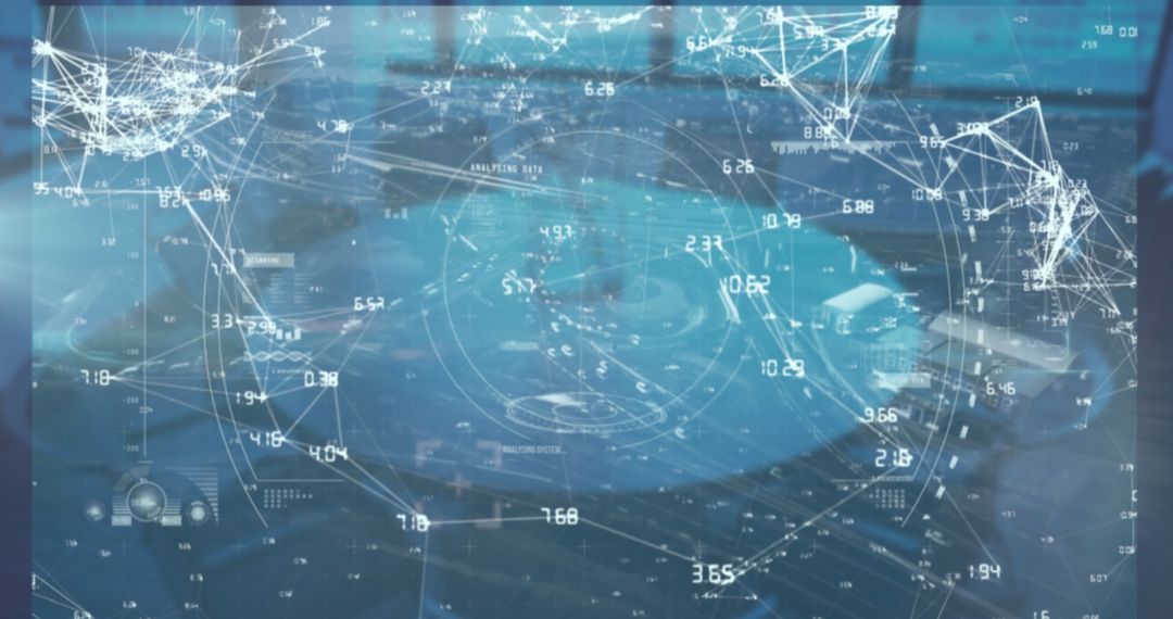 Futuristic Data Interface on Transparent Screen