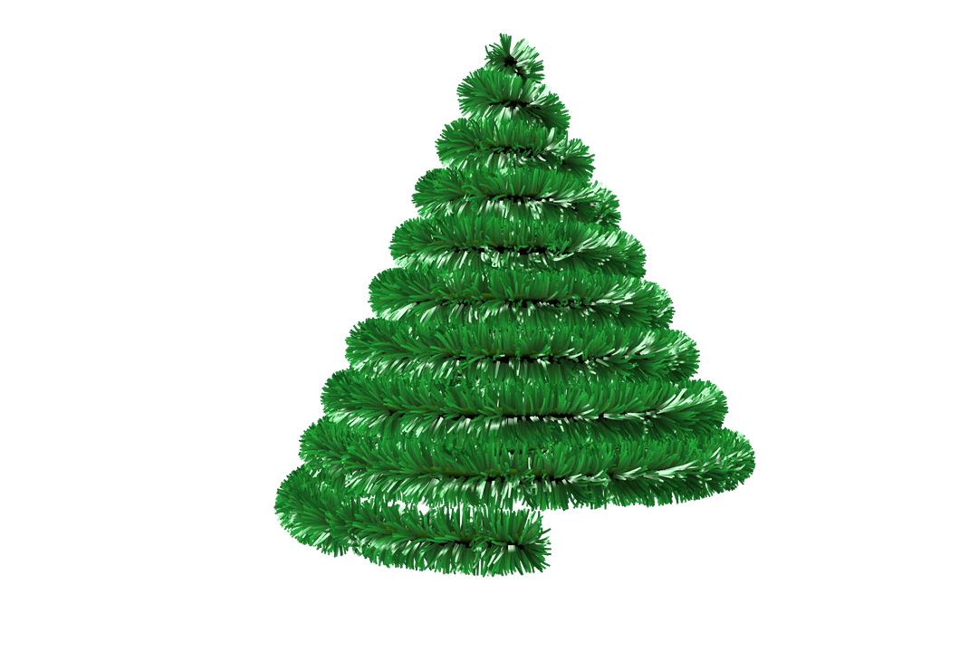 Transparent Festive Christmas Tree Shaped with Green Tinsel Garland