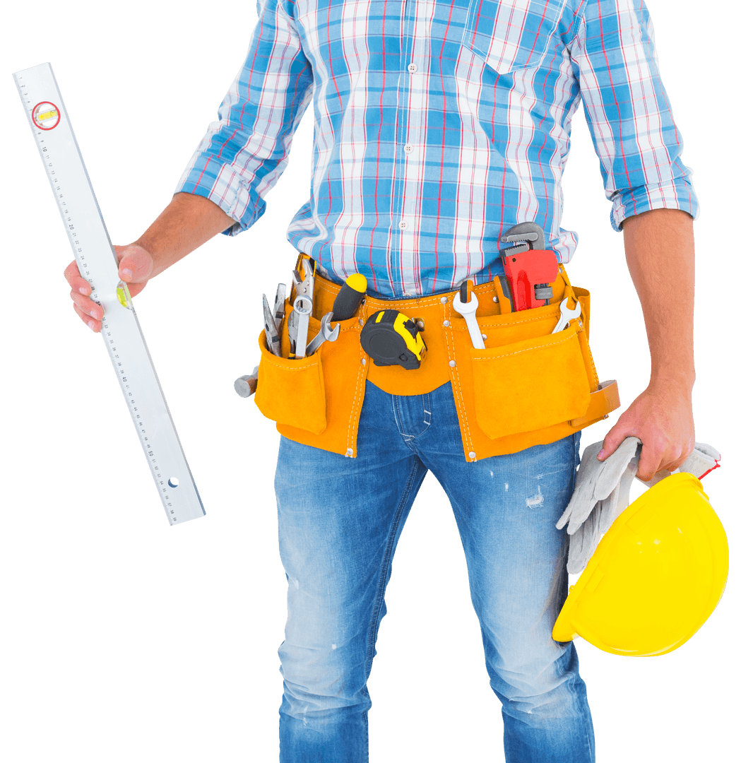 Transparent Manual Worker with Tools and Hard Hat