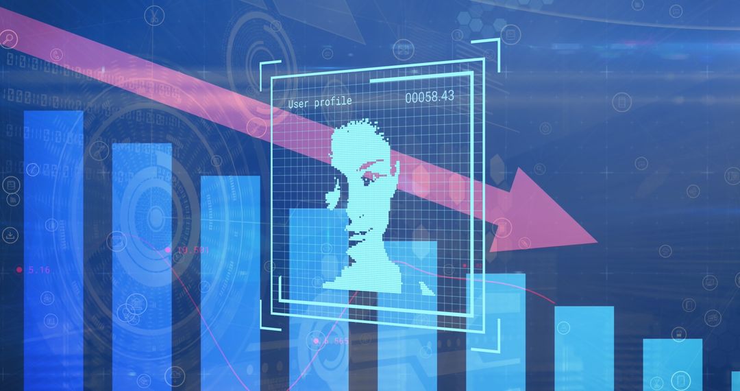 Digital Technology Interface with Data Chart Background