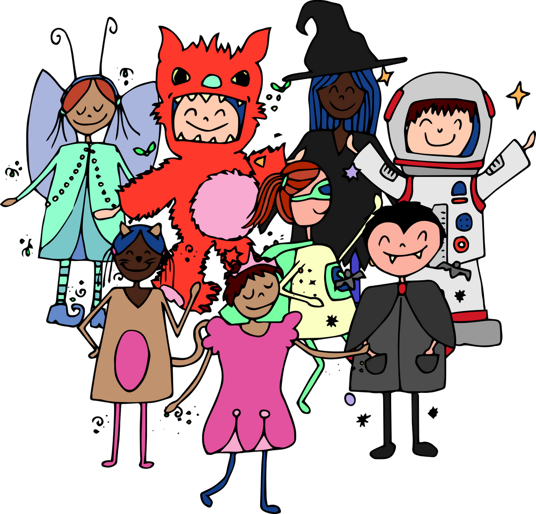 Diverse Children in Halloween Costumes on Transparent Background - Download Free Stock Images Pikwizard.com