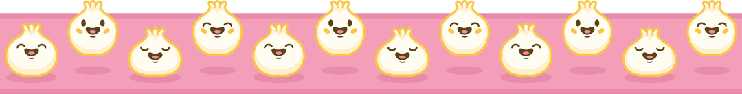 Kawaii Steamed Buns with Happy Faces on Transparent Background