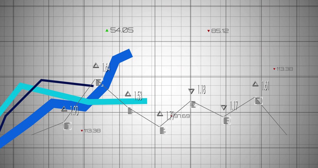 Displaying Blue Trend Lines on Grid Analytics Dashboard with Markers and Data Values