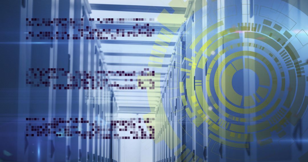 Data Processing Overlay in Modern Server Room Concept