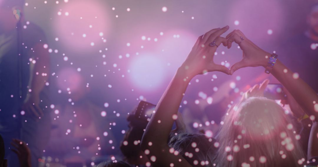 Party with Heart Sign Amidst Floating Virus Cells Representation