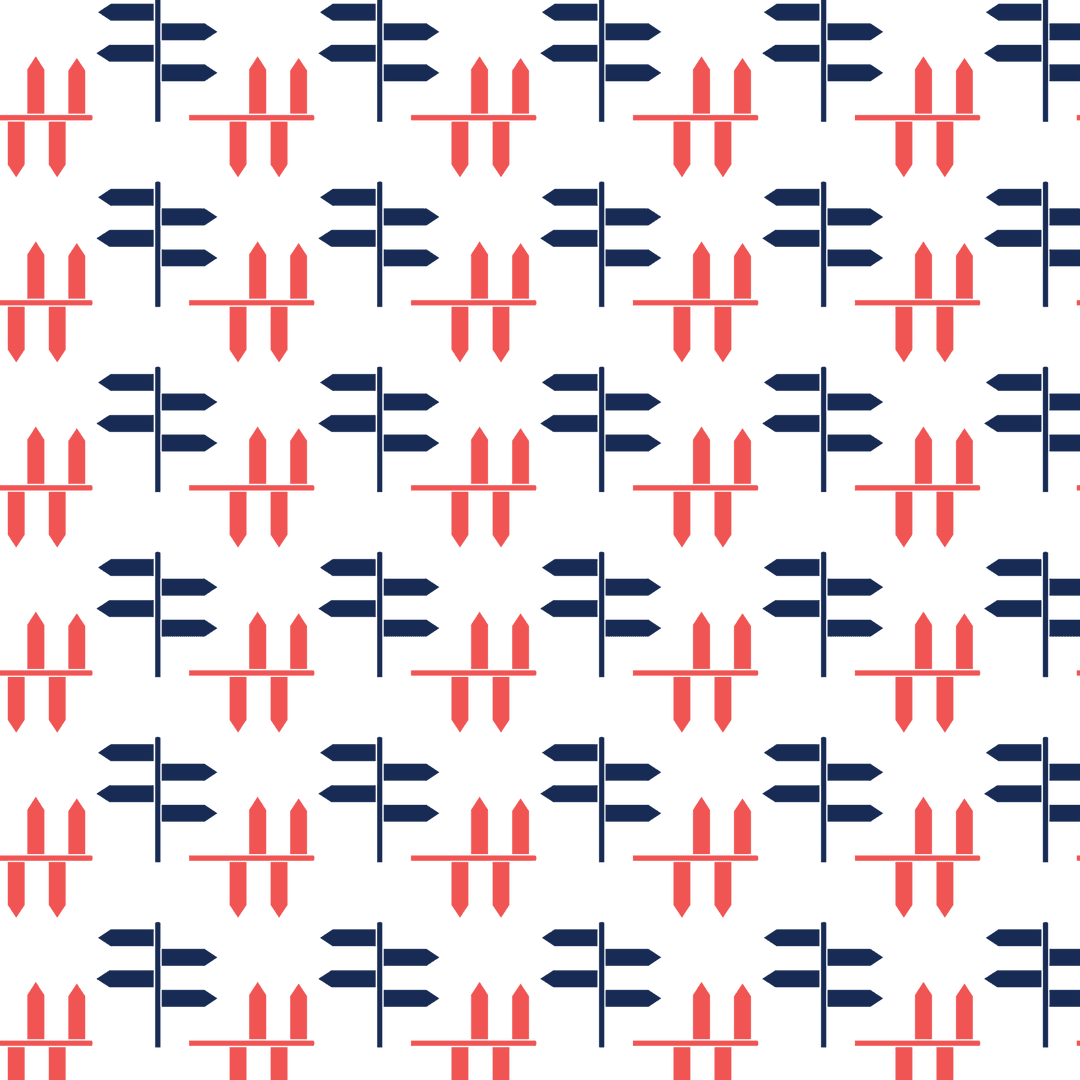 Abstract Red and Dark Blue Sign Pattern on Transparent Background