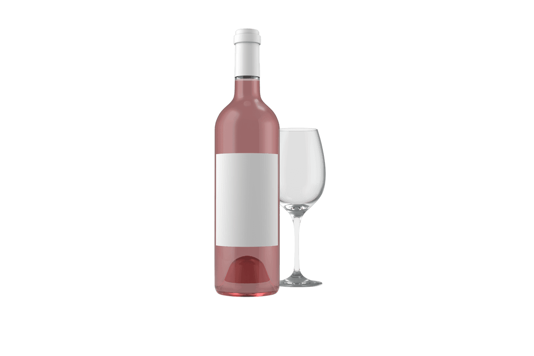 Wine Bottle with Glass on Transparent Background for Celebrations