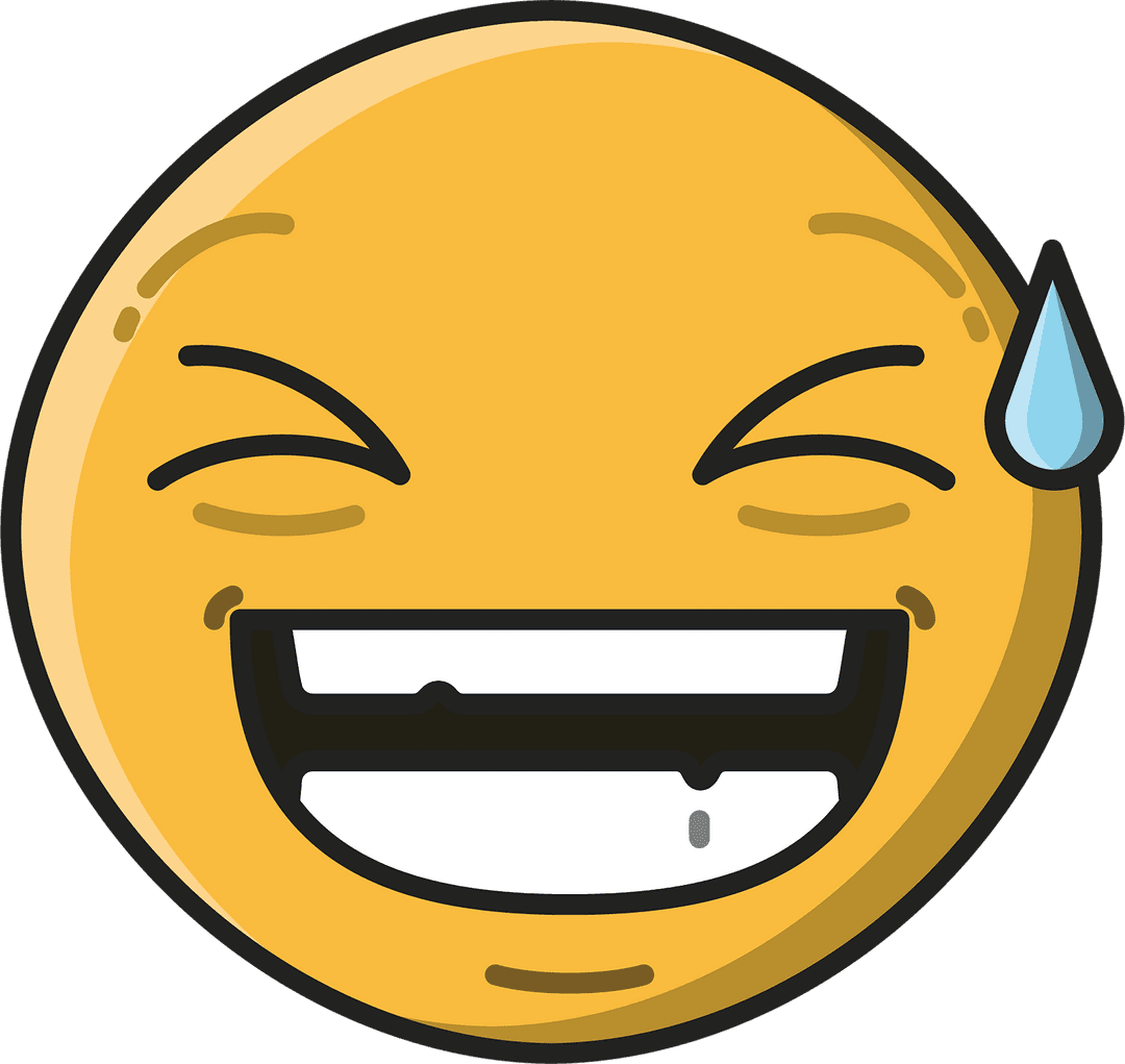 Transparent Smiling Emoji With Sweat Drop Vector Illustration