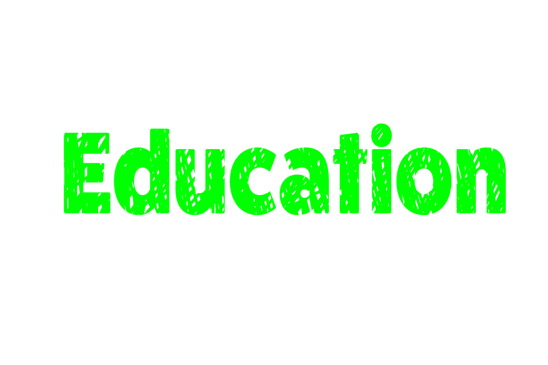 Bright Green Education Text on Transparent Background