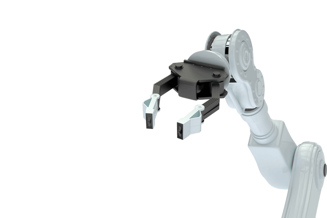 Transparent Robotic Arm Claw Mechanism on White Background