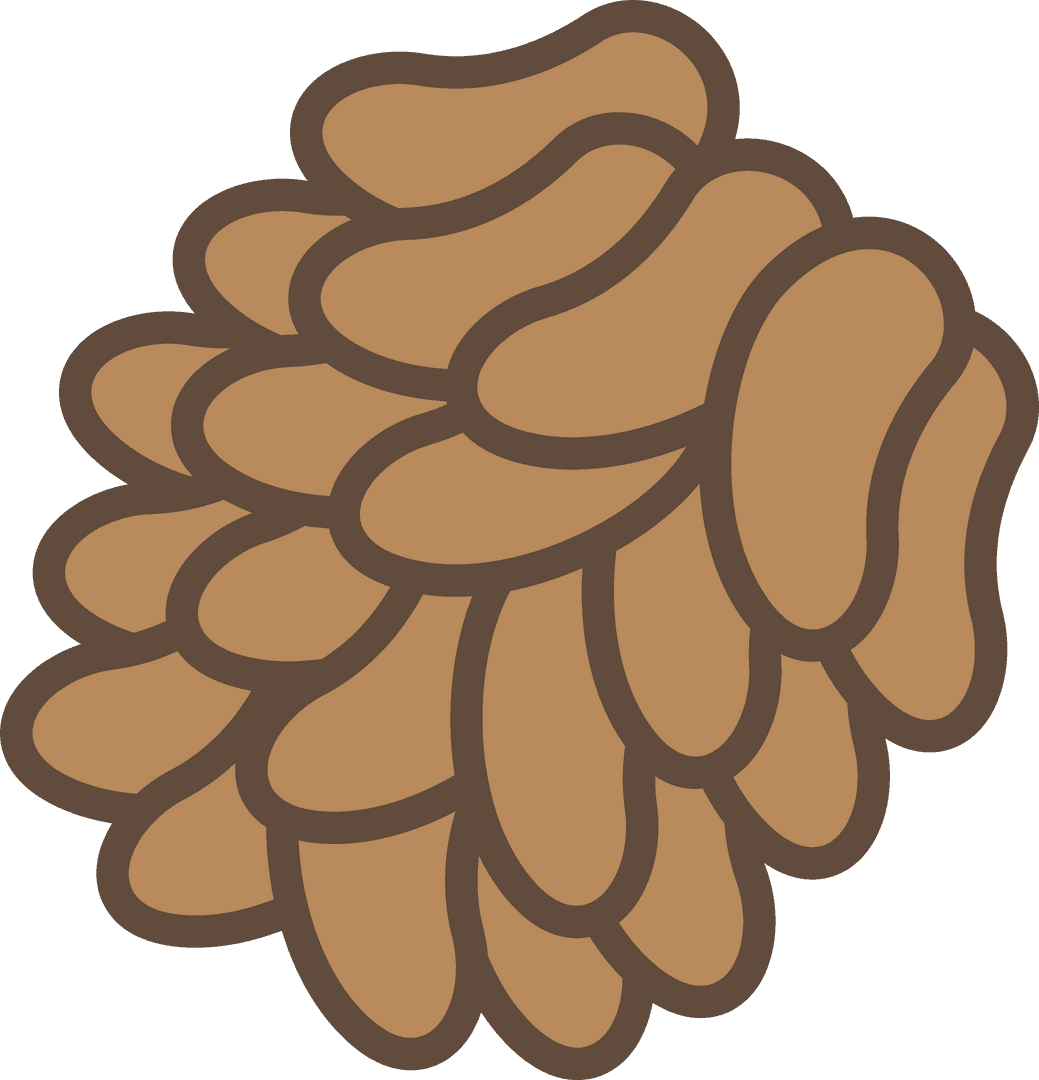 Layered Brown Cluster with Organic Texture on Transparent Background