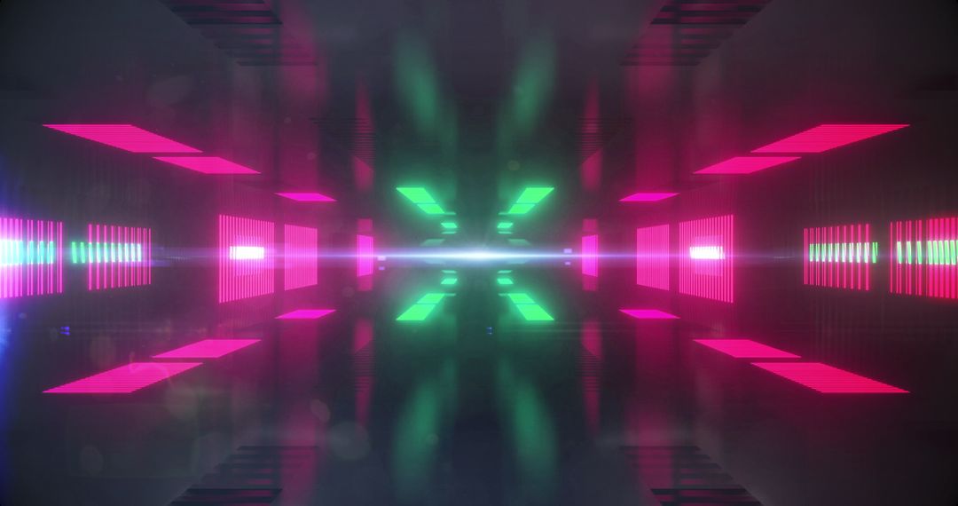 Abstract Neon Tunnel with Glowing Stripes in Motion
