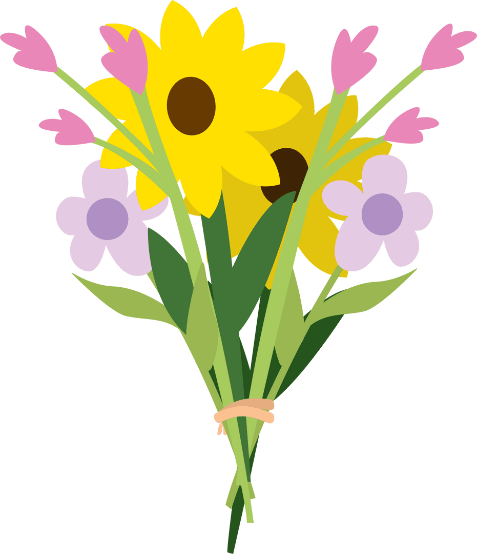 Vibrant Bouquet Floating on Transparent Background