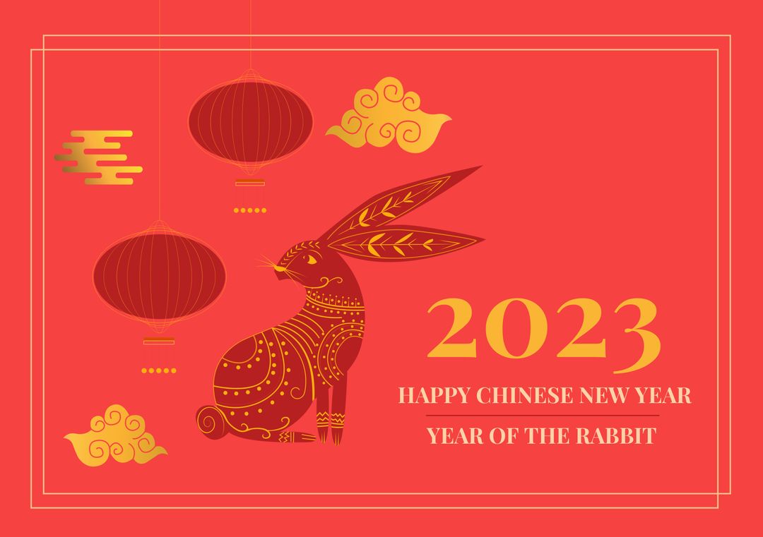 2023 Chinese New Year Greetings with Year of the Rabbit Theme - Download Free Stock Templates Pikwizard.com